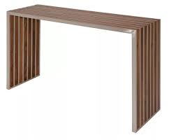 Via Houzz Holden Stainless Steel Walnut Wood Slatted Modern Console Modern Sofa Table Luxury Sofa Modern Modern Furniture Table
