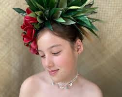 Polynesian Headdress Lei Po'o Premium Tahitian Flower Crown for Ahuroa  Aparima Otea Ori Tahiti Solo Competition Costuming