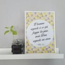 Tableau Diy Verset Biblique Encadre Triangle Jaune Gris Verset Bible Decoration Chretien Tableau Salonľ Versets De La Bible Versets Bibliques Versets