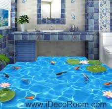 3d wallpaper for home floor. Clear Water Fish Lotus 00037 Floor Decals 3d Wallpaper Wall Mural Stic Idecoroom