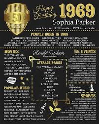 50th Birthday Present Ideas For Her Uk Personalized 50th Birthday Poster Uk Version 1969 Facts 50 Etsy Birthday Poster Birthday Printables 70th Birthday Gifts