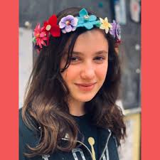 6th grade student's handmade flower crown art project
