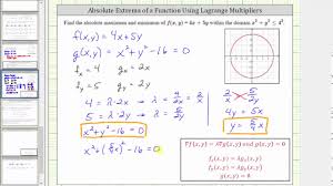Find the absolute maximum and absolute minimum values of f on the given interval. Absolute Extrema Of A Function Of Two Variable Over Bounded Region Circle Lagrange Youtube