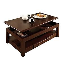 Notice the exposed tenons, genuine wood grain and subtle detailing. Buy Bowery Hill Solid Wood Lift Top Coffee Table With Storage Hidden Casters In Cherry Brown Oak Online In Indonesia B07ckdhy4d