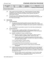 The head of procurement on a sample basis will review the vendor. Vendor Management Sop Template Ph56 Gmp Qsr Iso Compliance