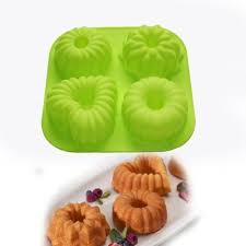 Allforhometm 4 Cavity Mini Cake Pudding Jello Moulds Pan Cupcake Bakeware Silicone Cake Baking Molds Details Cupcake Bakeware Mini Bundt Cakes No Bake Cake