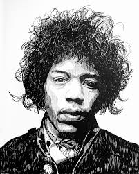 Unique drawing made with line technique with Micro Pen pigment ink. Jimi  Hendrix Portrait. #jimihendrixart 🖤🖤🖤