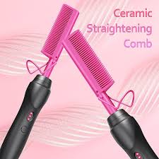 Can be used as hair straightener, beard straightener. Buy Electric Hot Comb Pressing Combs Ceramic Hair Straightening Comb Heat Hair Straightener Curling Iron For Natural Black Hair Men Beard Or Holiday Gift Pink Online In Vietnam B094dk4g3h