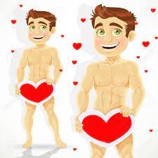 Cute Hombre Desnudo Con Saludos De San Valentín Con El Día De San Valentín  S Ilustraciones svg, vectoriales, clip art vectorizado libre de derechos.  Image 17525263