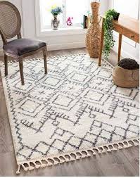 Black And White Boho Rug 8x10 Boho Rug Morrocan Design With Cute Tassels Soft Shag Rug With Diamond Design Bedroom Or Living Room In 2020 Well Woven Grey Area Rug 8x10 Area Rugs