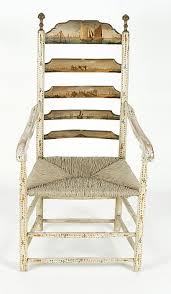 This 18th Century American Ladder Back Armchair Was Colorfully Decorated In The 3rd Quarter Of The 19th Century The Antique Chairs Antiques American Antiques