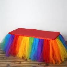 21ft Rainbow 8 Layer Tulle Tutu Pleated Table Skirts Tutu Table Skirt Tutu Table Table Skirt