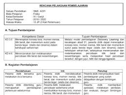 Rpp 1 Lembar Fisika Kls Xi Sma Ma Kurikulum 2013 Revisi 2019 Vannsmart