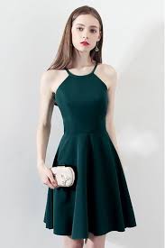 Slim Dark Green Aline Short Party Dress Homecoming Dresses Halter Pd197 Green Homecoming Dresses Homecoming Dresses Short Green Prom Dress