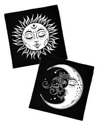 Celestial Sun Moon Patch Set Of 2 Too Fast Online Hippie Painting Vinyl Record Art Vinyl Record Art Ideas