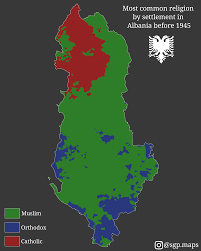 Most common religion by settlement in Albania before 1945 : rMapPorn
