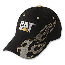 Caterpillar Cat Cap With Silver Yellow Flames Leather Silver Bracelet Cat Merchandise Cap