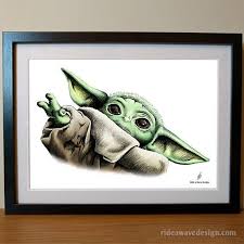 Baby Yoda Art Print Mandalorian Illustration Star Wars Poster Baby Yoda Artwork Star Wars Print Star Wars Gift Star Wars Pen Drawing Yoda Artwork Yoda Art Star Wars Prints