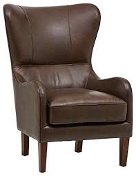 Stone Beam Deco Mid Century Modern Leather Wingback Chair 36 W Walnut For Sale Leather Wingback Chair Leather Chaise Lounge Chair Leather Wingback