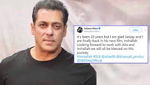 Salman Khan Goofed Up In His Tweet While Announcing Inshallah Here S Proof Bollywood Bubble Newsunited.com aims to be the world's most comprehensive salman khan news and other contents aggregator, showing you salman khan latest news from the best news/portals.
