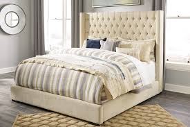 Norrister Beige King Uph Bed Jr Furniture Mattress Queen Upholstered Bed Queen Upholstered Headboard King Upholstered Bed