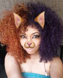 Split Hair Color W Adore Orange Blaze And Rich Eggplant I Rock My Natural Split Hair Adore Hair Dye Dyed Natural Hair