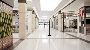 Modern retail shopping mall with visitors in clothes boutique store and coffee shop supermarket interior horizontal flat. Insight The Shopping Mall In Cologne Shopping Mall Interior Interior Interior Rendering