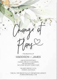 Greenery Wedding Postponed Notes Change Of Plans Invitation Zazzle Com In 2021 Rustic Wedding Announcements Wedding Announcement Cards Wedding Website Examples