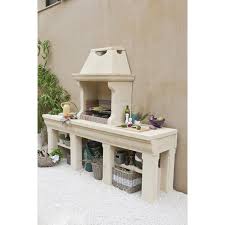 Barbecue En Beton Beige Touraine L 64 X L 247 5 X H 207 Cm Barbecue En Beton Barbecue En Pierre Et Barbecue Exterieur En Pierre