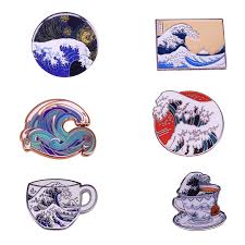 Check out the hottest new toys including sweetlings, happy little loom and diy paint & wear enamel pins. Great Wave Enamel Pin Japanese Ukiyo E Artist Hokusai Brooch Nature Lovers Jewelry Brooches Aliexpress