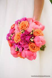 Love This Bouquet Fuschia Coral And Orange Is Amazing Color Combination Orange Bridal Bouquet Bridal Bouquet Fuschia Wedding