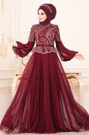 Tesetturlu Abiye Elbise Balon Kol Bordo Tesettur Abiye Elbise 3731br Urun Kodu 3731br Musluman Modasi Elbise Resmi Elbise