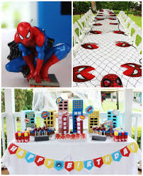 For this spiderman birthday party recipe, you'll need 12 oz cherry juice, 12 oz white grape juice, 1 banana (sliced into 8 pieces), gummy spider candy, foil (cut into small squares to cover. Kara S Party Ideas Amazing Spiderman Themed Birthday Party