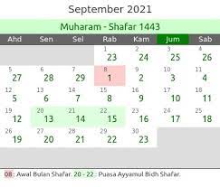 Puasa sunnah ayyamul bidh atau puasa yang dijalan setiap pertengahan bulan hijriyah. Kalender Hijriyah September 2021 Dan Peristiwanya Enkosa Com Informasi Kalender Dan Hari Besar Bulan Januari Hingga Desember 2021