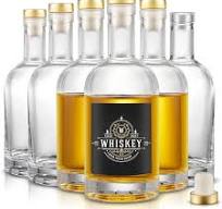 Mfacoy Set of 6 Glass Bottles, 12 oz Clear Liquor Bottles, Heavy Base Glass Bottle with T-Top Cap, Vodka Bottle for Wine Beverages Drinks Oil Vinegar ...