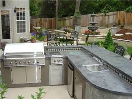 That's why protective and weatherproof outdoor countertop materials are so important. A Guy Can Dream Of This In His Back Yard Outdoor Kitchen Countertops Outdoor Kitchen Appliances Outdoor Kitchen