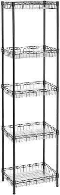 Wire shelving & hardware wire shelving. Buy Songmics Metal Storage Shelf Wire Basket Shelving Unit Kitchen Storage Rack 4 Hooks Pp Sheets Adjustable Shelves Total Load Capacity 100 Kg For Bathroom Pantry Small Spaces Black Lgr105b01 Online In
