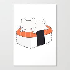 Paint shop pro compatible psd character separate from background 1500x1220x300ppi Kawaii Cute Sushi Cat Canvas Print By Wordsberry Society6