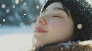 Close-up profile view of a person in winter scenery. 65939236 Stock Photo  at Vecteezy