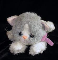 Tyco Kitty Kitty Kittens Grey White Cat Purring Rattle Soft Toy Blue Eyes Grey And White Cat Soft Toy Plush Stuffed Animals