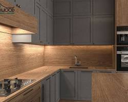 تصویر کابینت نئوکلاسیک چوبی دو رنگ