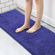 Treetone Chenille Bath Mat Bathroom Rugs 21x59 Inchs Rug Machine Wash Soft Non Slip Water Absorbent Plush Rugs For Tub Shower Bath Room Royal Blue