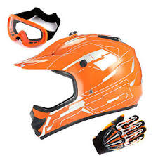 Details About Youth Motocross Helmet Kids Mx Bmx Atv Bike Storm Orange Mx Goggle Glove Bundle