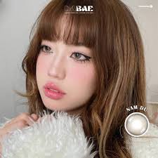 Kính áp tròng màu be sáng giãn nhẹ Nam Du lens cận Hàn Quốc hãng Dabae