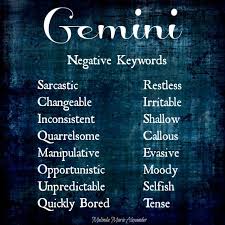 Gemini Negative Keywords Withtext Aquarius Traits Zodiac Traits Negative Traits