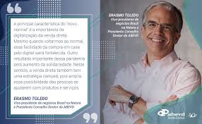 Erasmo Toledo é Vice-presidente de negócios Brasil na Natura e Presidente  Conselho Diretor da ABEVD. . Mais de 30 anos de experiência nos setores de  cosméticos e de vendas diretas nos principais