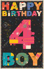 Check spelling or type a new query. Happy Birthday Card Happy Birthday Boy 4 Years Gift Card Vector Royalty Free Cliparts Vectors And Stock Illustration Image 48594673