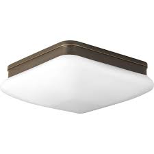 Progress Lighting Appeal Collection 1 Light Antique Bronze Flush Mount With Square Opal Glass P3991 20 The Home Depot