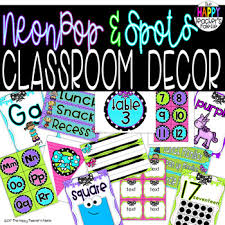 Classroom Decor Pack Neon Pop And Spots Posters Signs Labels Charts