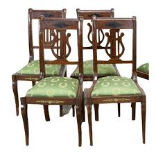 A handsome french empire style dining set, including a table and eight chairs. Antique Chairs Dining Green French Empire Style Mahogany Handsome Set Of Six Early 1900s Old Europe Antique Home Furnishings